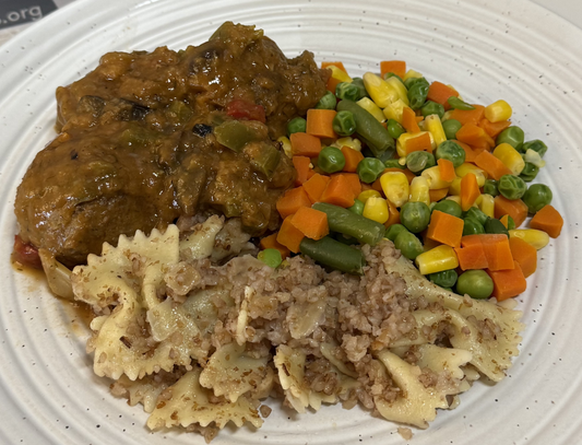 Swedish Meatballs with Kasha Varnishkes or Barley and Mixed Vegetables